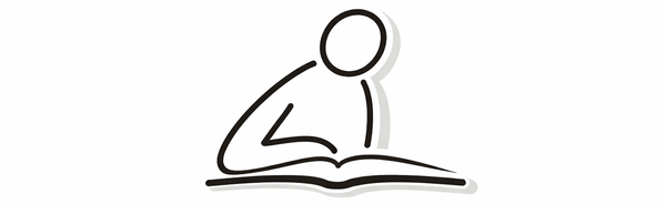Paper Chavruta logo, a person sitting quietly studying an open book